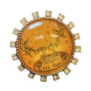 Vintage 70s Betsey Johnson oversized pieces zodiac resin astrology demo Cz ring